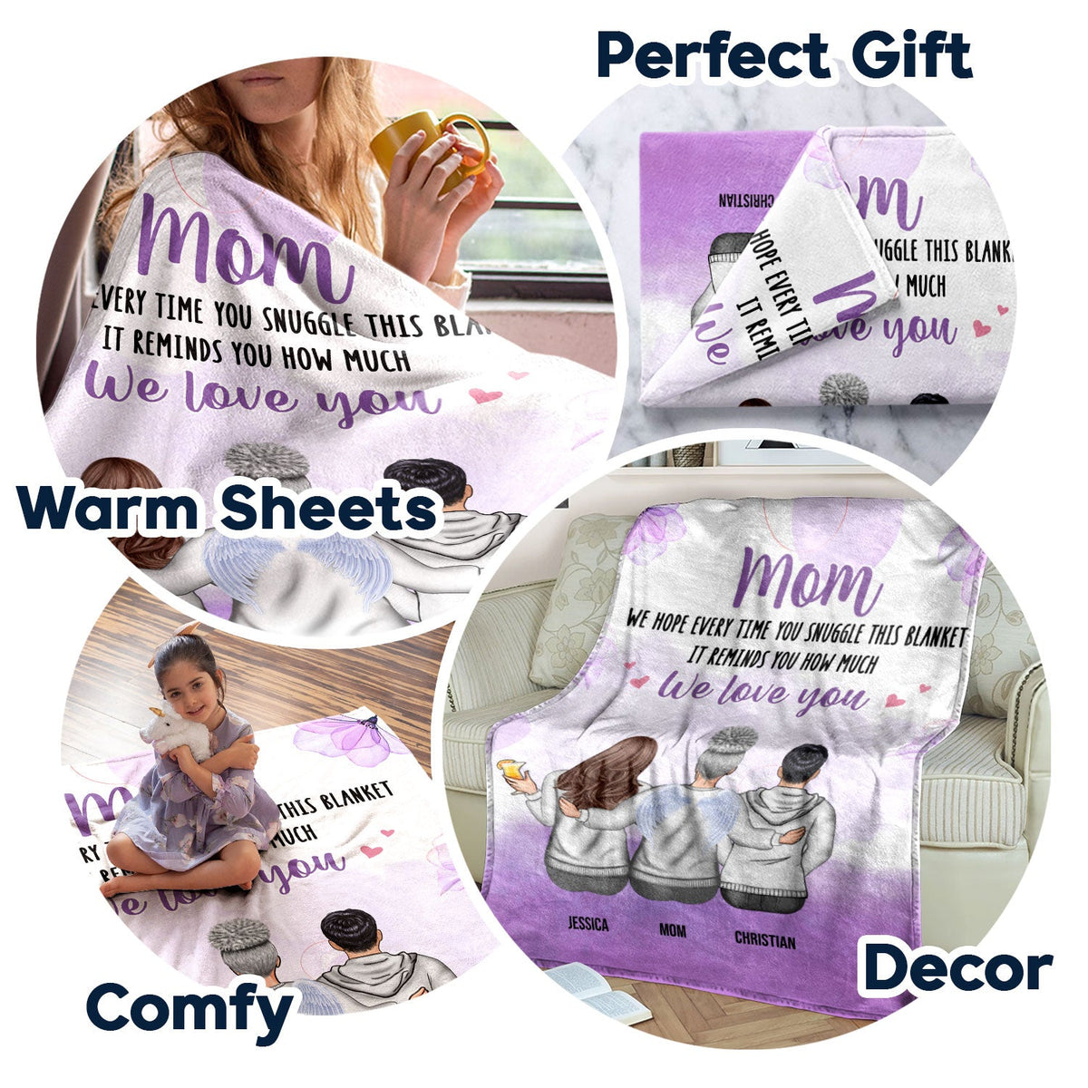 We Hope Every Time You Snuggle This Blanket - Gift For Mom, Grandma - Personalized Custom Fleece Blanket