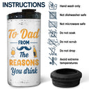 To Dad From The Reasons You Drink Adult - Gift For Dad, Father - Personalized Custom 4 In 1 Can Cooler Tumbler