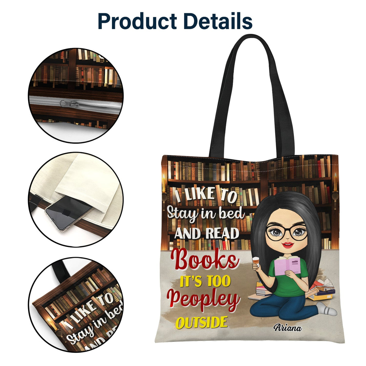 Just A Girl Who Love Books - Gift For Reading Lovers - Personalized Custom Zippered Canvas Bag