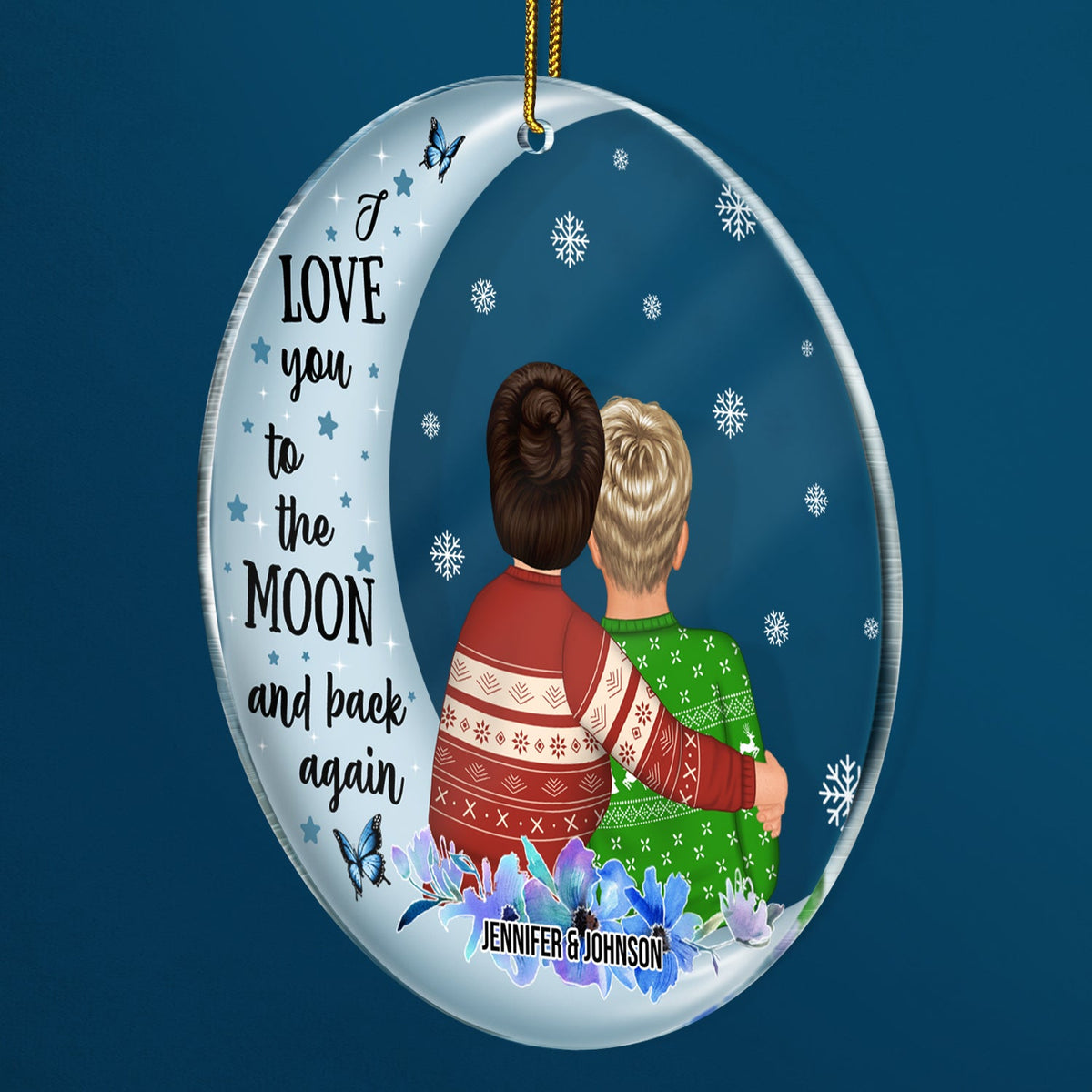 Love You To The Moon And Back - Christmas Gift For Grandma - Personalized Circle Acrylic Ornament