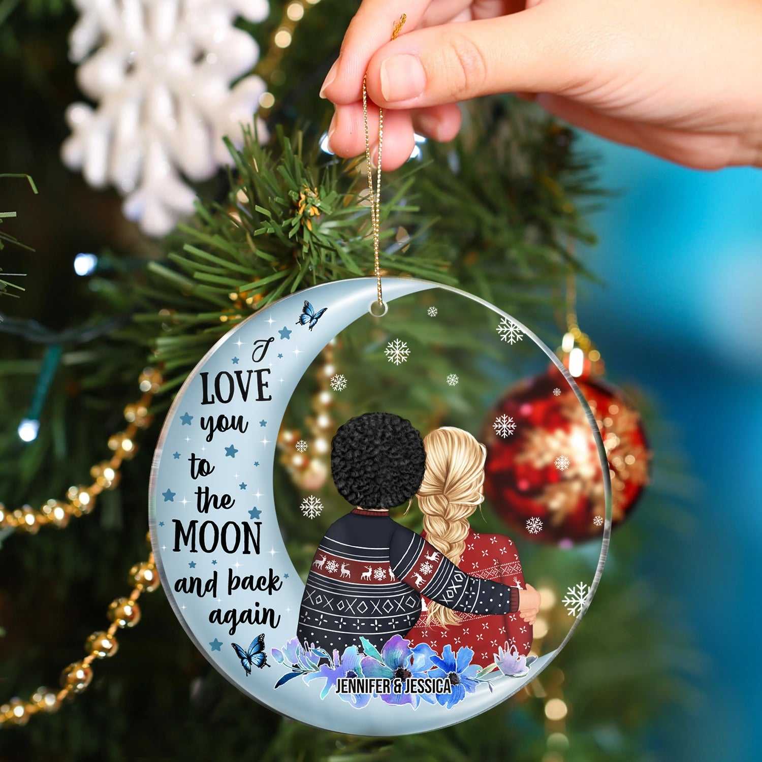 Love You To The Moon And Back - Christmas Gift For Grandma - Personalized Circle Acrylic Ornament