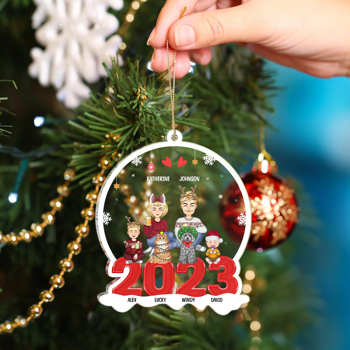 Family 2023 - Christmas Gift For Family - Personalized Custom Shaped Acrylic Ornament