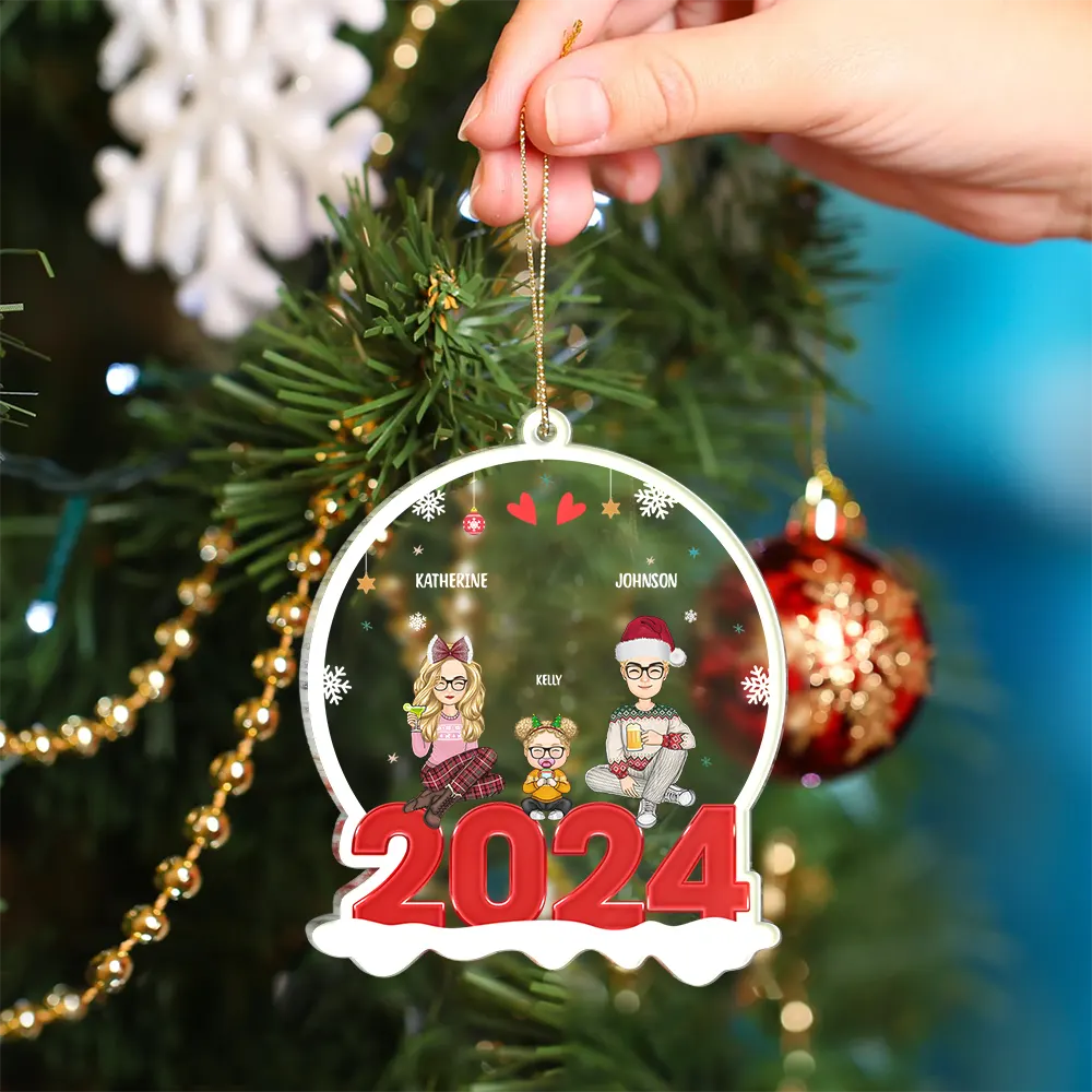 Family 2024 - Christmas Gift For Family - Personalized Custom Shaped Acrylic Ornament