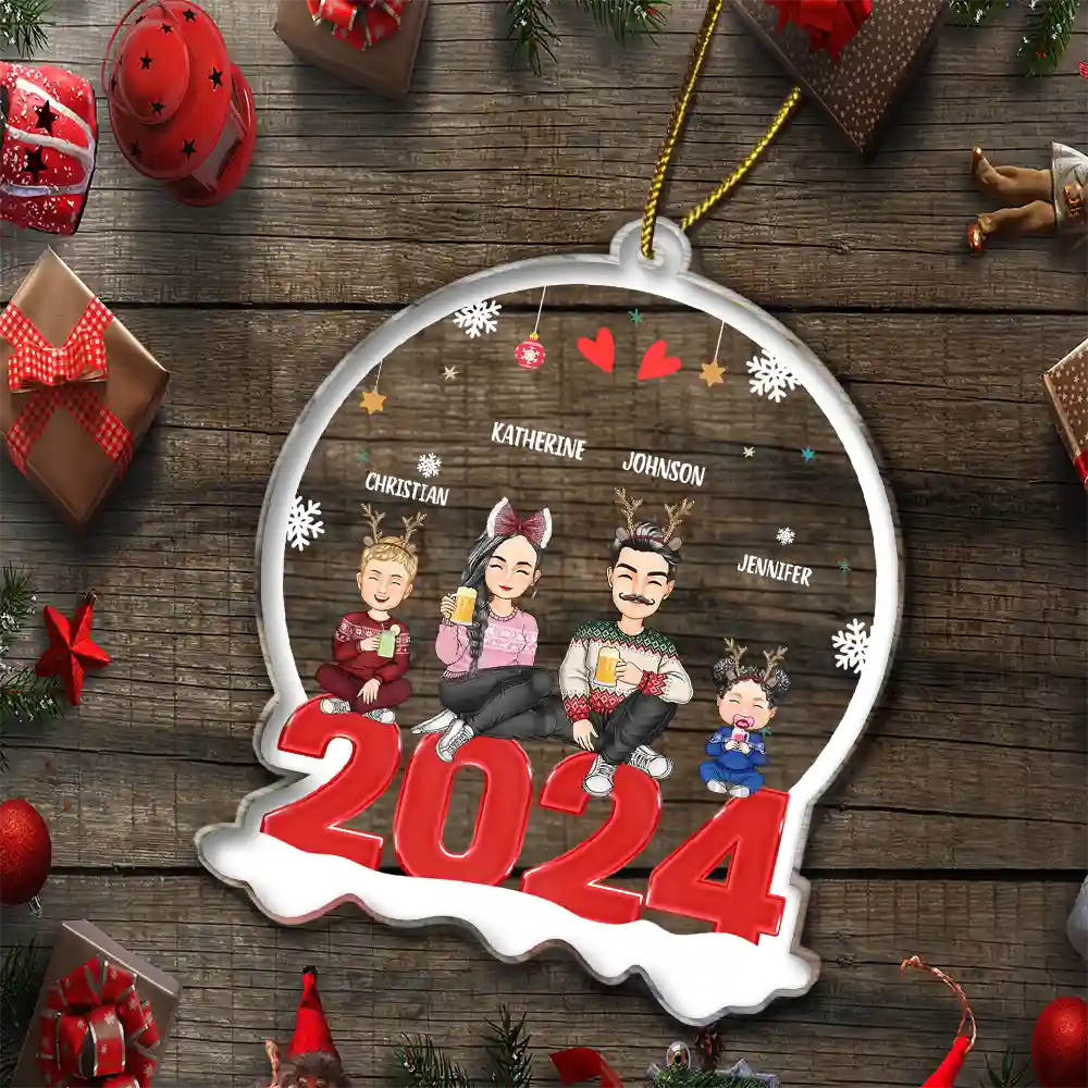 Family 2024 - Christmas Gift For Family - Personalized Custom Shaped Acrylic Ornament