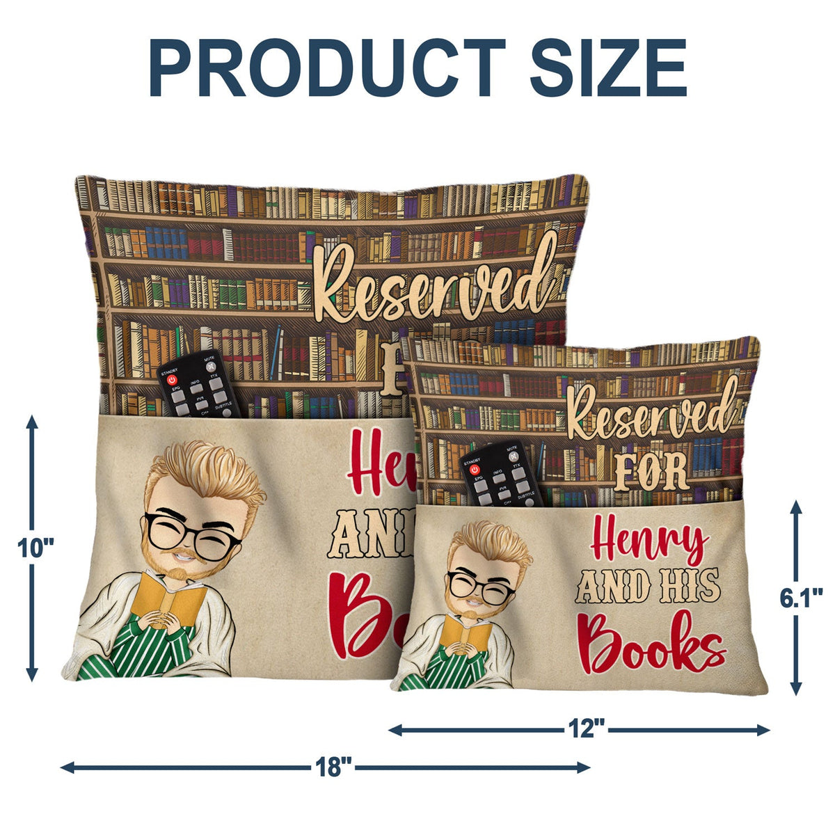 Reading Peeking Reserved For Me & My Books - Gift For Book Lovers - Personalized Pocket Pillow