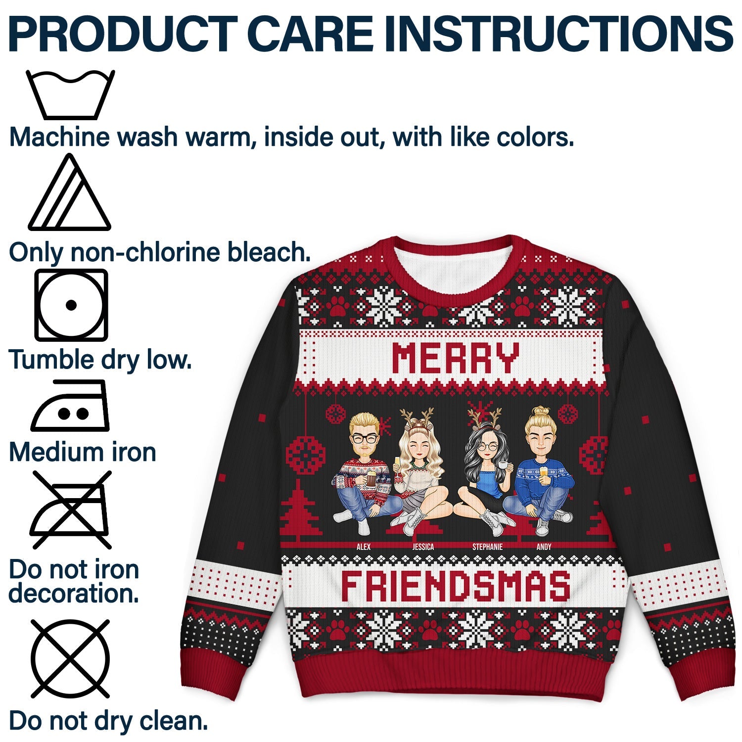 Merry Friendsmas - Christmas Gift For Besties - Personalized Unisex Ugly Sweater