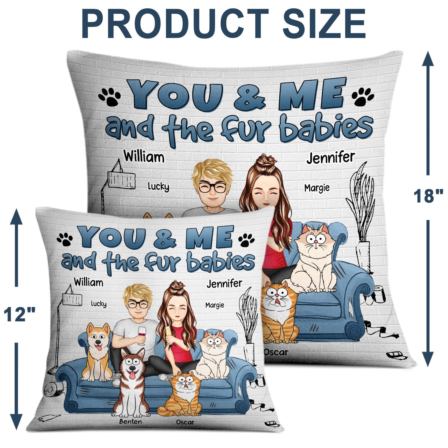 You And Me And The Dog Cat - Gift For Pet Lovers - Personalized Pillow