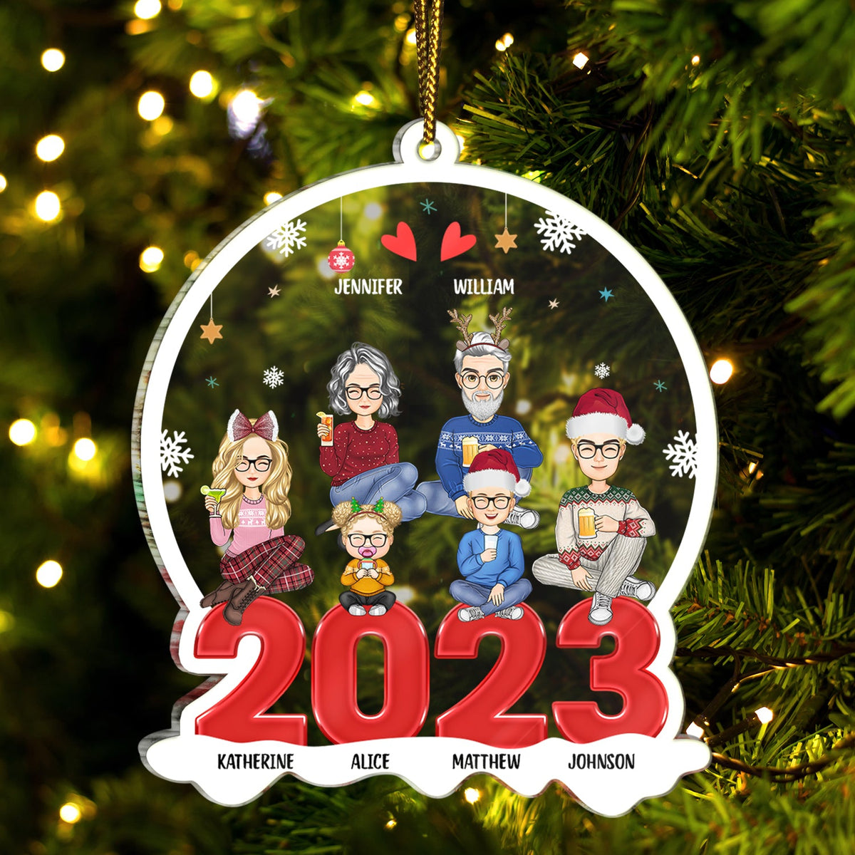 All Family 2023 - Christmas Gift For Family - Personalized Custom Shaped Acrylic Ornament