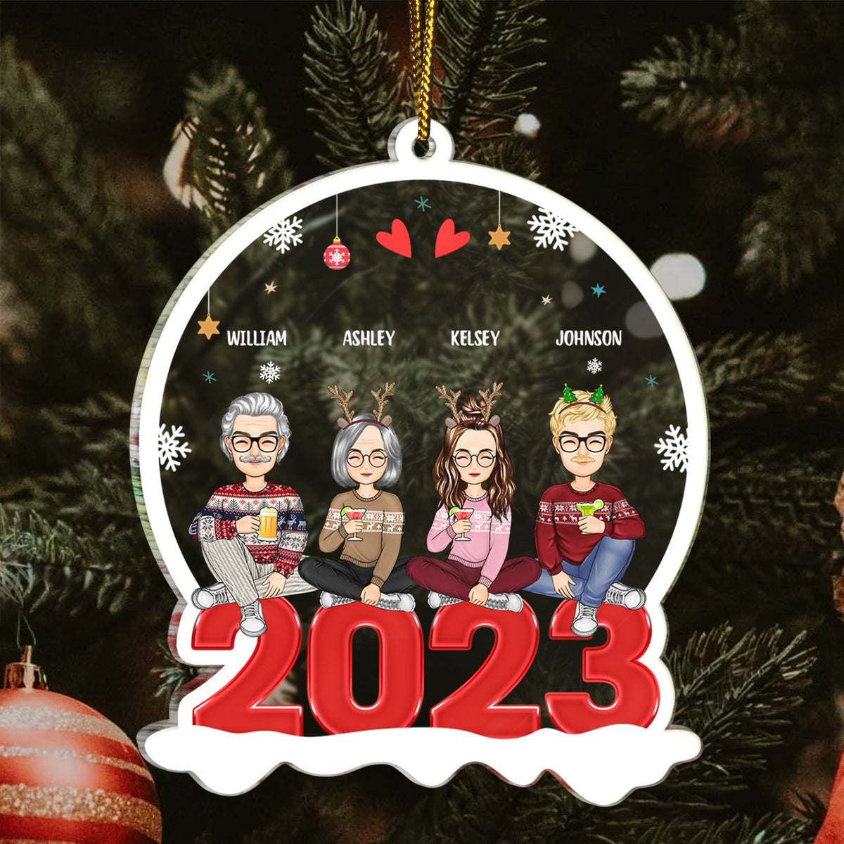 All Family 2023 - Christmas Gift For Family - Personalized Custom Shaped Acrylic Ornament