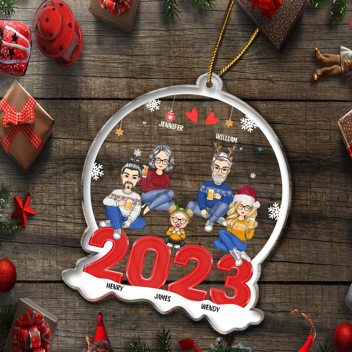 All Family 2023 - Christmas Gift For Family - Personalized Custom Shaped Acrylic Ornament