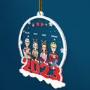 All Family With Dog Cat 2023 - Christmas Gift For Family - Personalized Custom Shaped Acrylic Ornament