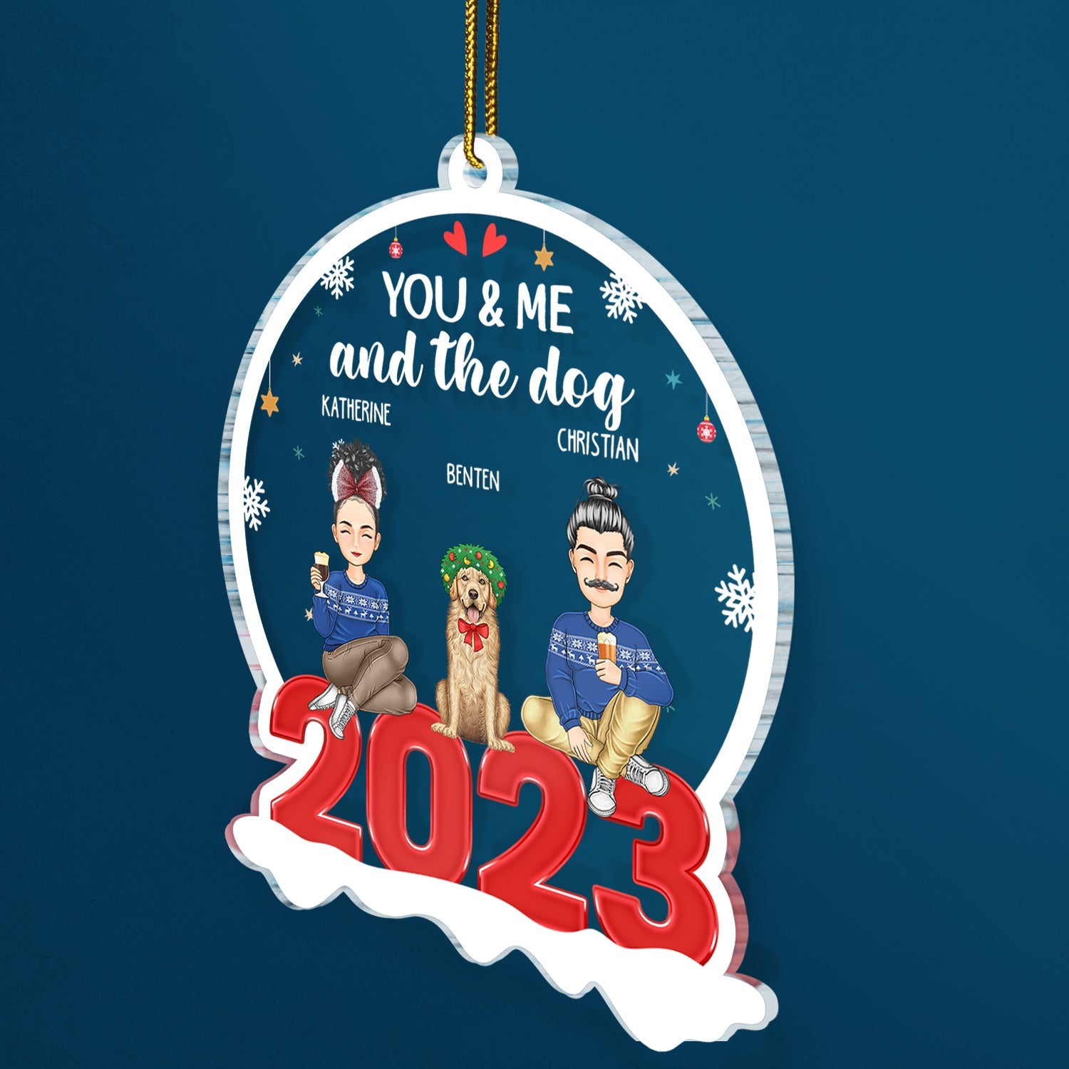 You And Me And The Dog Cat Fur Baby - Christmas Gift For Dog Cat Lovers - Personalized Custom Shaped Acrylic Ornament