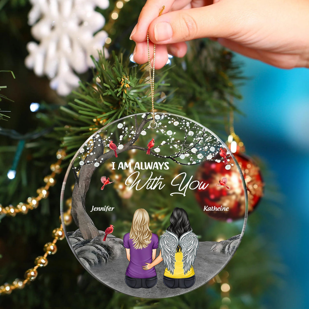 I'm Always With You - Sympathy Christmas Gift For Family - Personalized Circle Acrylic Ornament