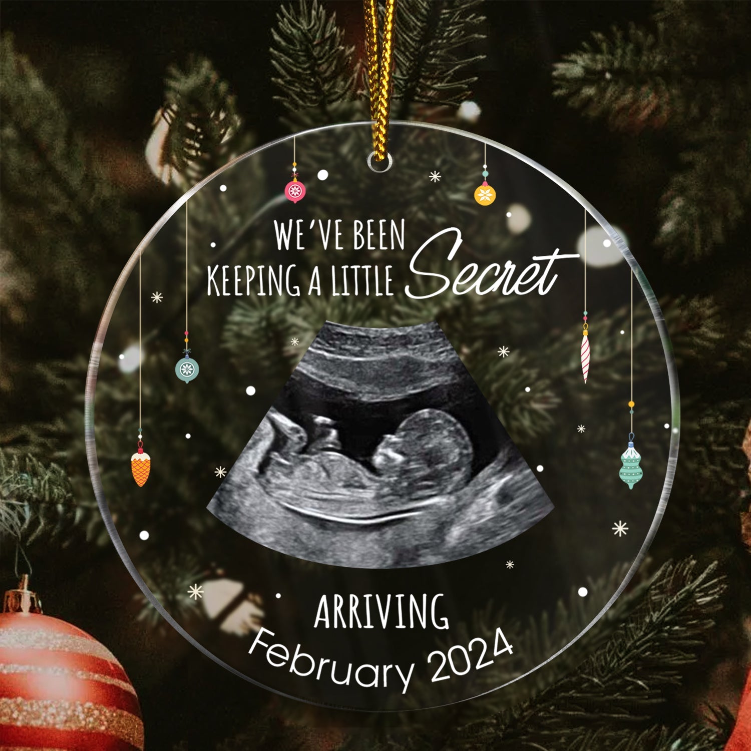 Custom Photo Keeping A Little Secret - Christmas Gift For Coming Parents - Personalized Circle Acrylic Ornament