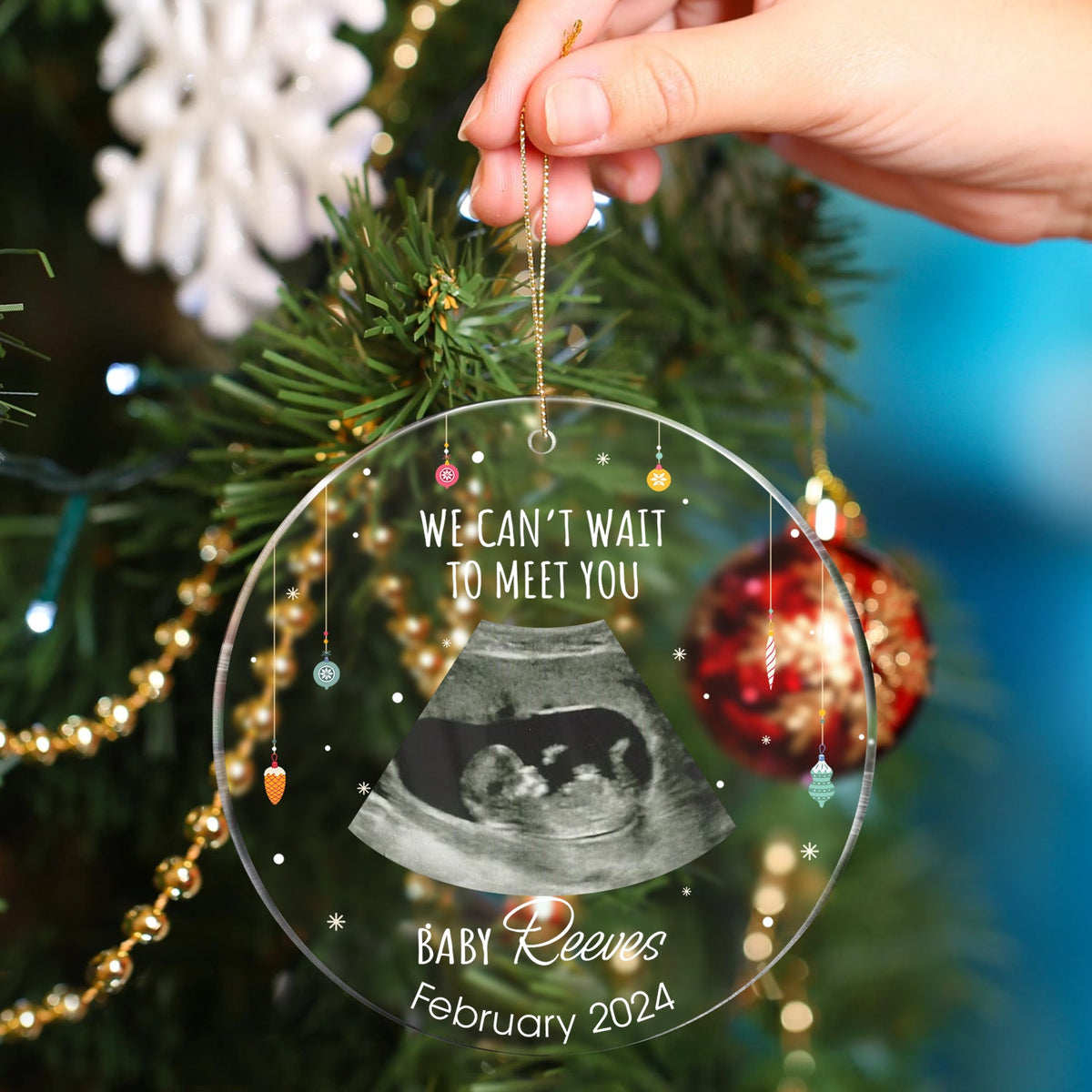 Custom Photo Keeping A Little Secret - Christmas Gift For Coming Parents - Personalized Circle Acrylic Ornament