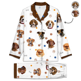 Custom Photo Funny Dog Face - Gift For Dog Lovers - Personalized Long Pajamas Set