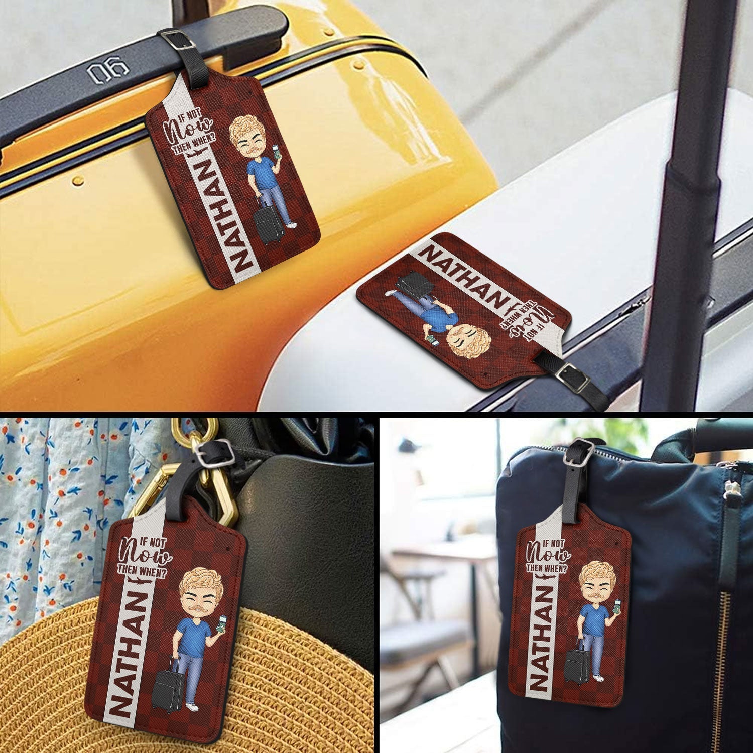 Collect Moments Not Things - Gift For Travellers, Travelling Lovers, Him, Her - Personalized Luggage Tag