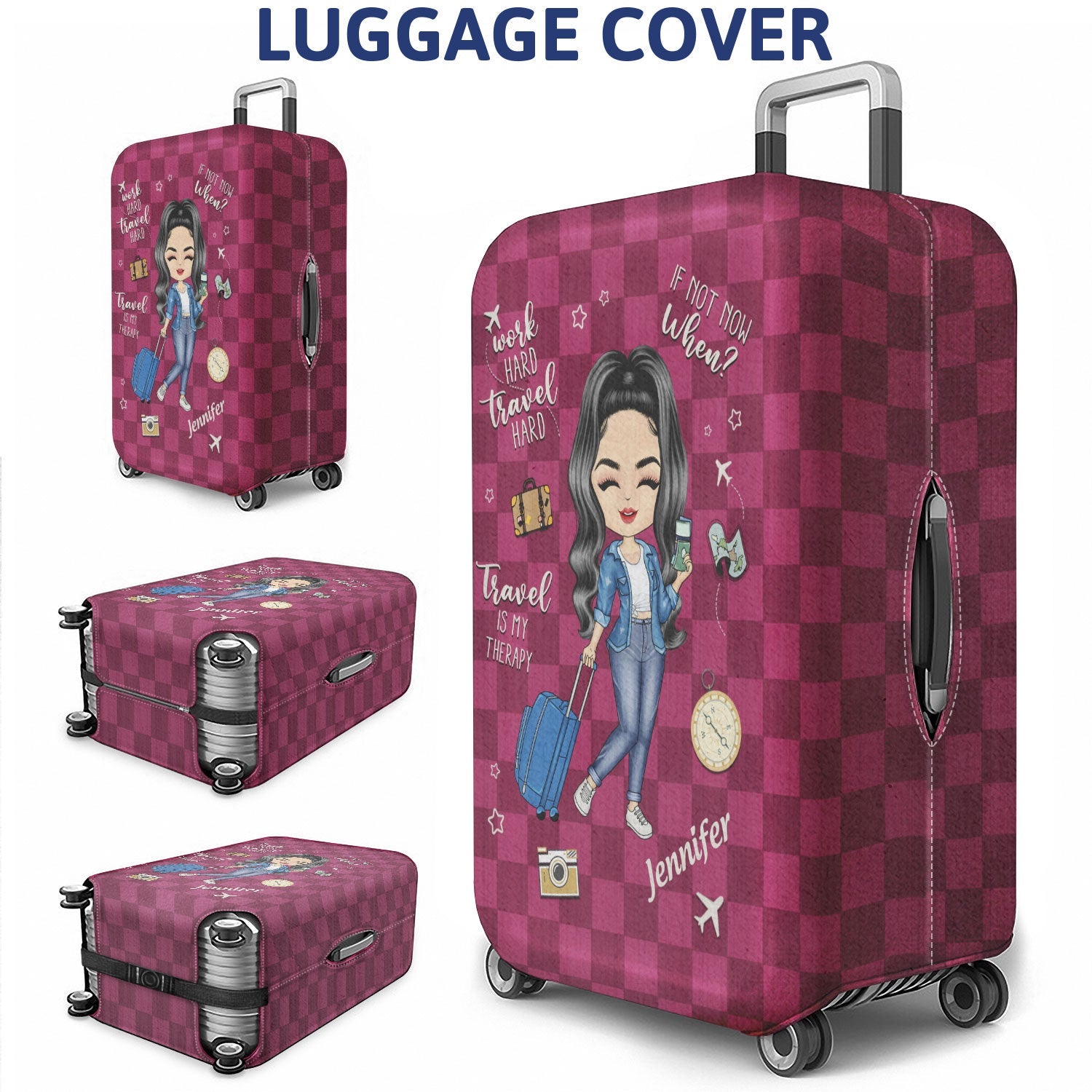 Travel Is My Therapy - Gift For Travellers, Travelling Lovers, Him, Her - Personalized Luggage Cover