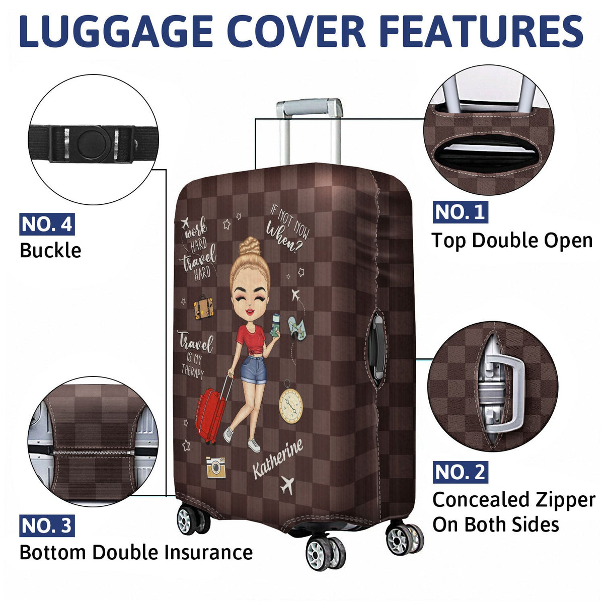 Travel Is My Therapy - Gift For Travellers, Travelling Lovers, Him, Her - Personalized Luggage Cover