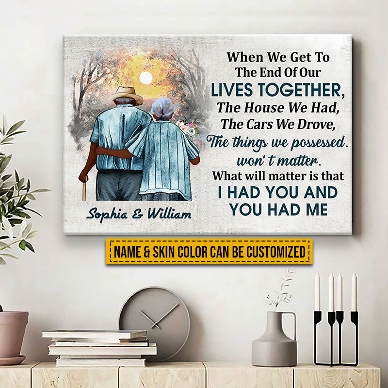 Family Old Couple Husband Wife When We Get Skin Custom Canvas, Anniversary Gift, Memorial Gift, Sympathy, Wall Pictures, Wall Art, Wall Decor, Grandparents Day Gifts