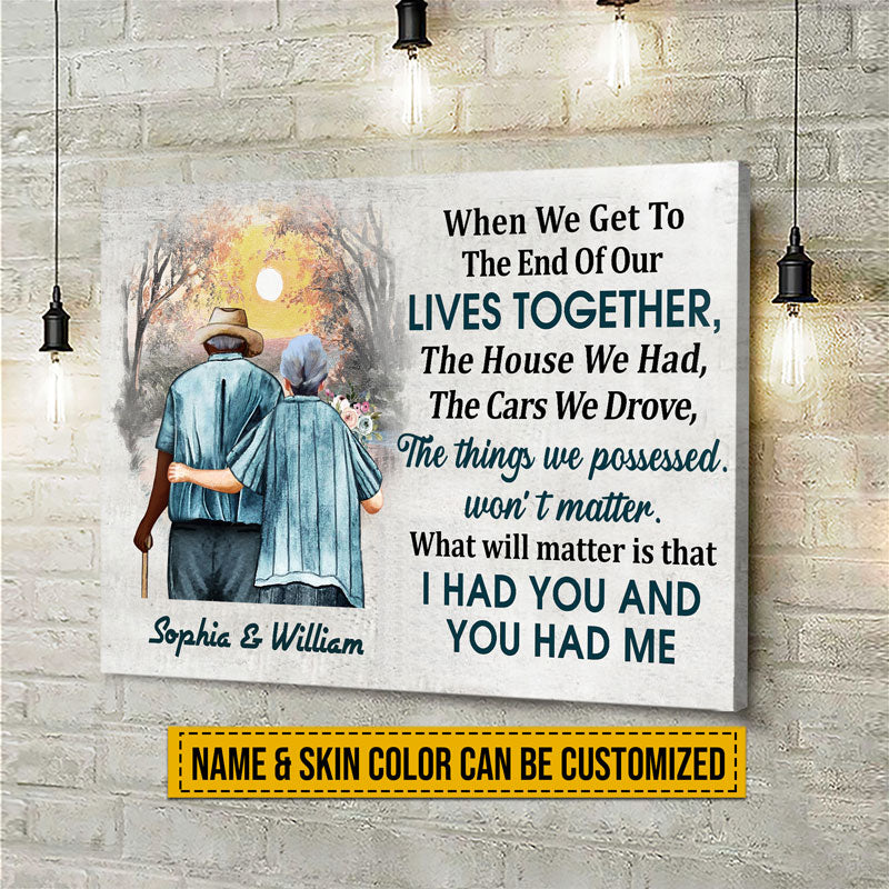 Family Old Couple Husband Wife When We Get Skin Custom Canvas, Anniversary Gift, Memorial Gift, Sympathy, Wall Pictures, Wall Art, Wall Decor, Grandparents Day Gifts