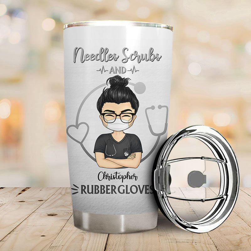 Water Scrubs And Rubber Gloves - Gift For Nurses - Personalized Custom Tumbler