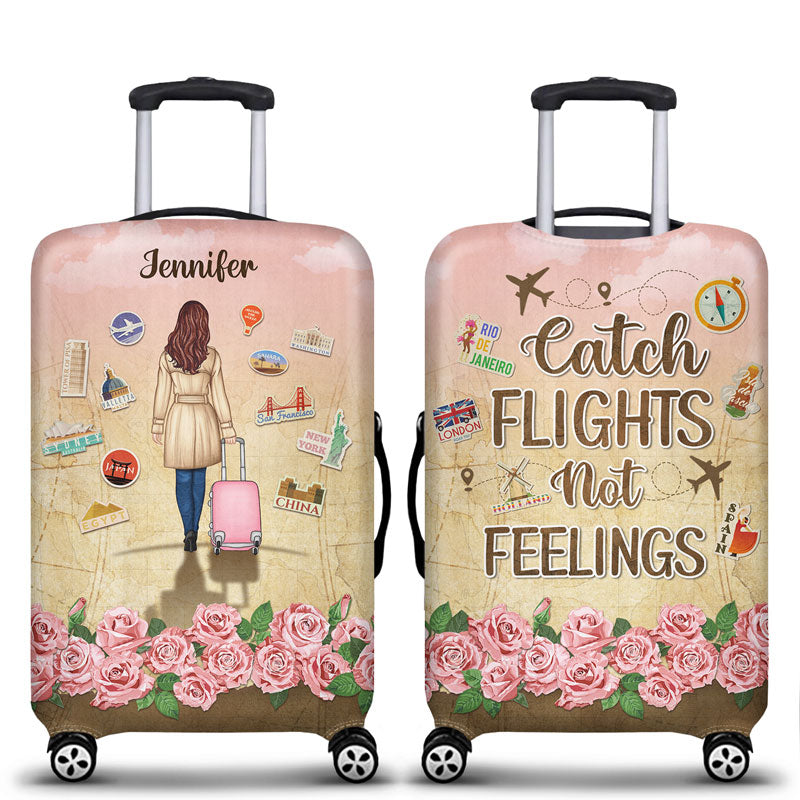 Catch Flights Not Feeling Traveling - Personalized Custom Luggage Cover