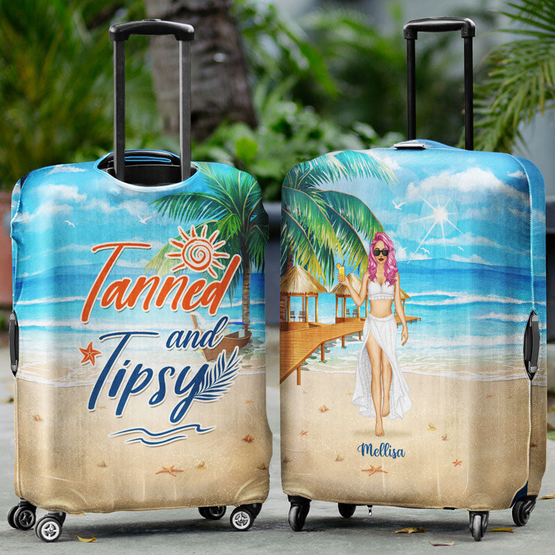 Beach Girl Born With The Beach In Their Souls - Personalized Custom Luggage Cover