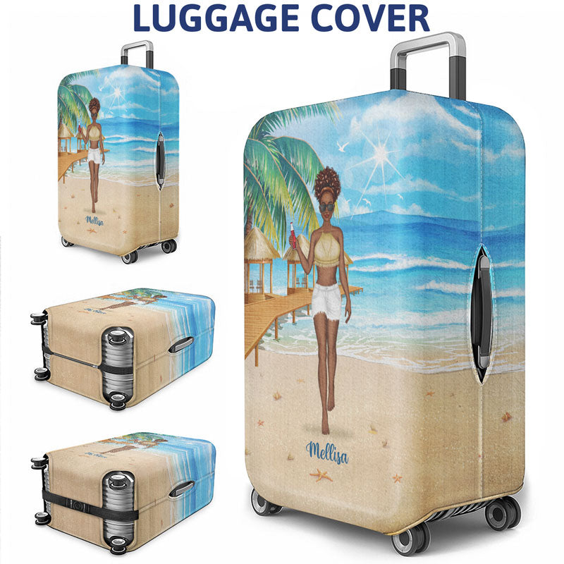 Beach Girl Born With The Beach In Their Souls - Personalized Custom Luggage Cover