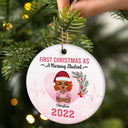 First Christmas As A Nurse - Personalized Custom Circle Ceramic Ornament