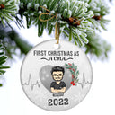 First Christmas As A Nurse - Personalized Custom Circle Ceramic Ornament