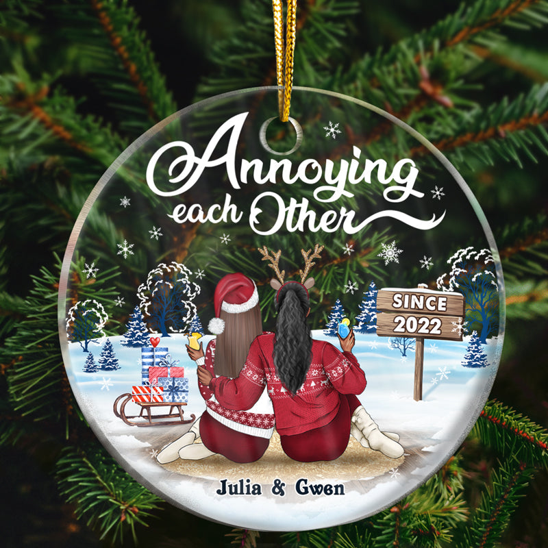 Christmas Family Couple I'm Yours No Refunds - Personalized Custom Circle Acrylic Ornament