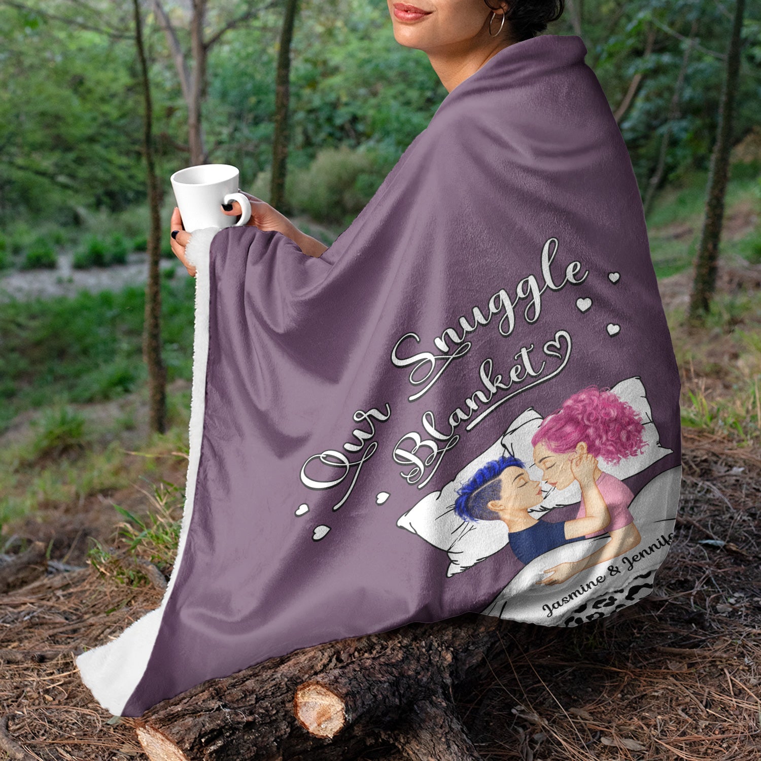 Couple Side View Our Snuggle Blanket - Gift For Couple - Personalized Custom Fleece Blanket