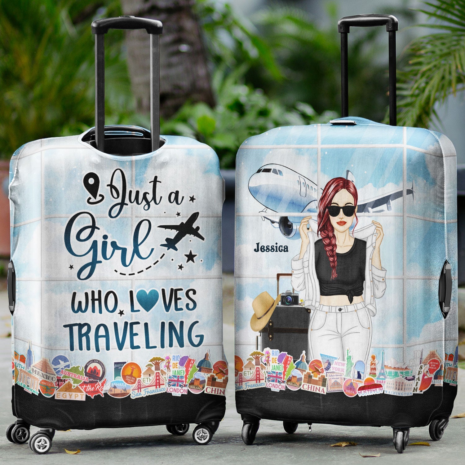 Fashion Girl Who Loves Traveling - Personalized Custom Luggage Cover