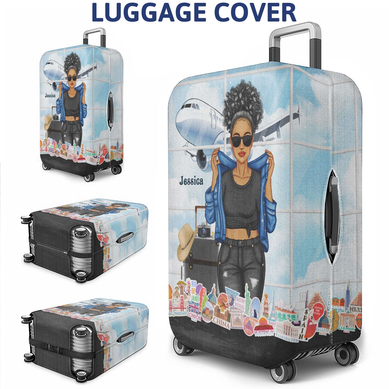 Fashion Girl Who Loves Traveling - Personalized Custom Luggage Cover