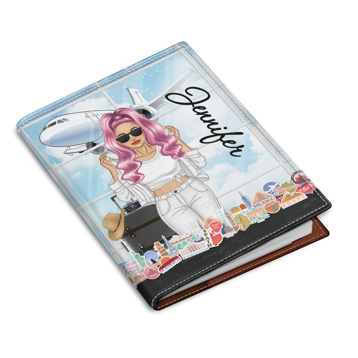 Fashion Girl Who Loves Traveling - Personalized Custom Passport Cover, Passport Holder