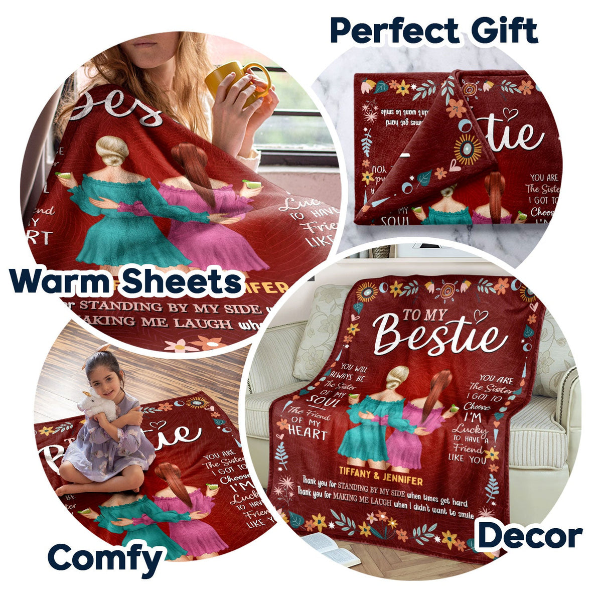 To My Bestie The Sister I Got To Choose - Gift For Bestie - Personalized Fleece Blanket