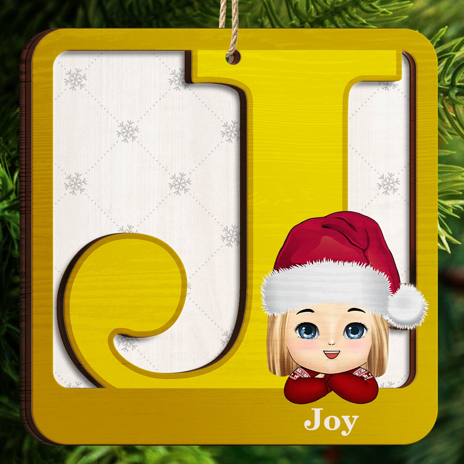 Alphabet Name - Christmas Gift For Kids - Personalized 2-Layered Wooden Ornament