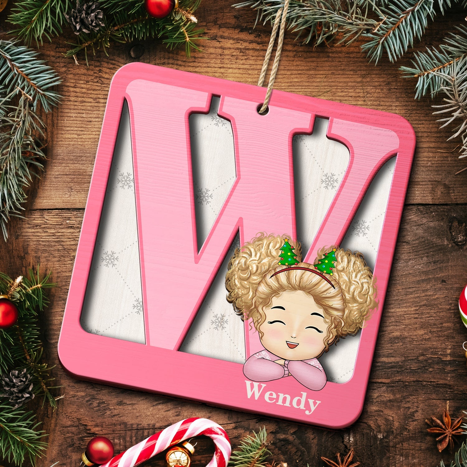 Alphabet Name - Christmas Gift For Kids - Personalized 2-Layered Wooden Ornament