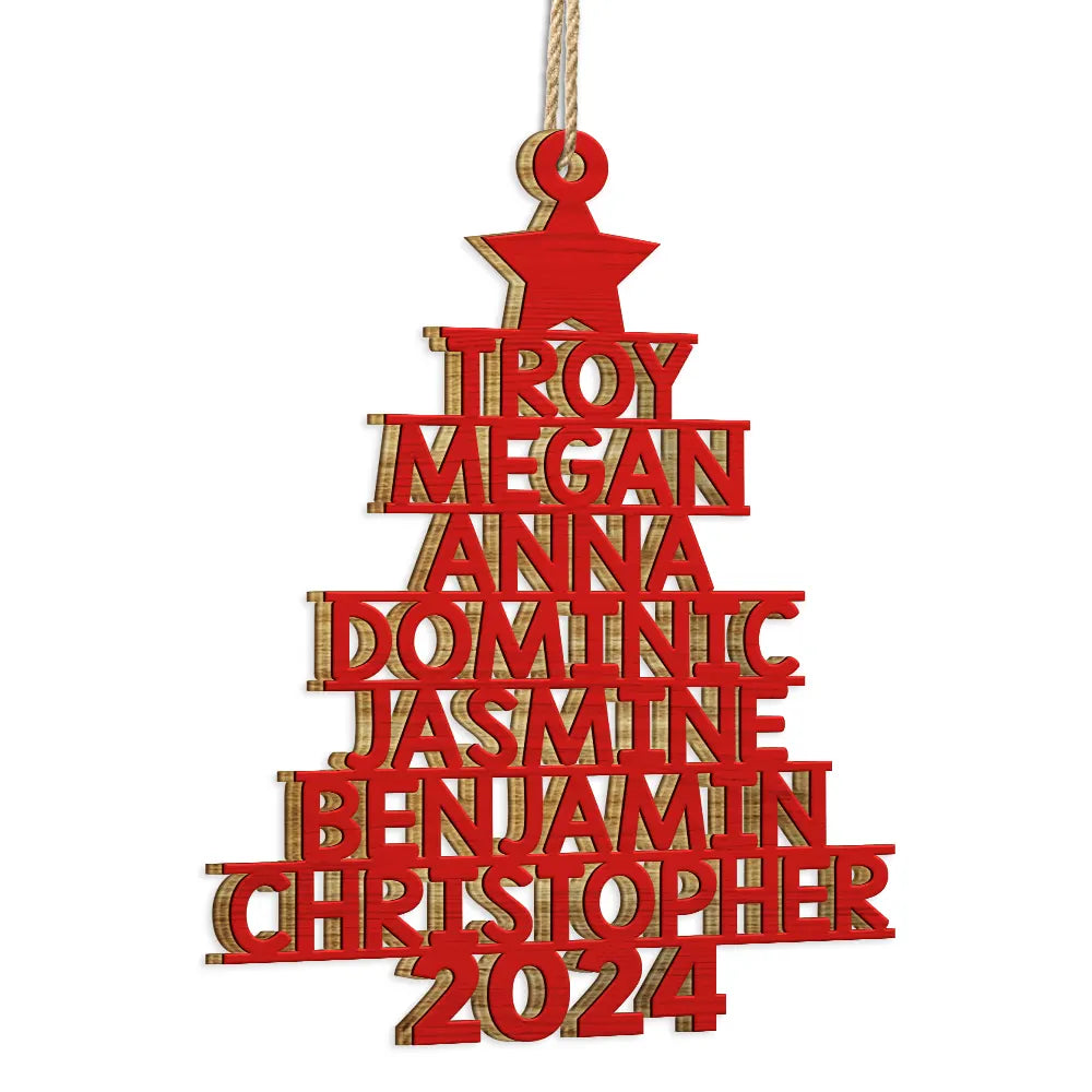 Christmas Tree Family Bestie Coworker Custom Name - Gift For Family, Coworker, Besties - Personalized Wooden Cutout Ornament