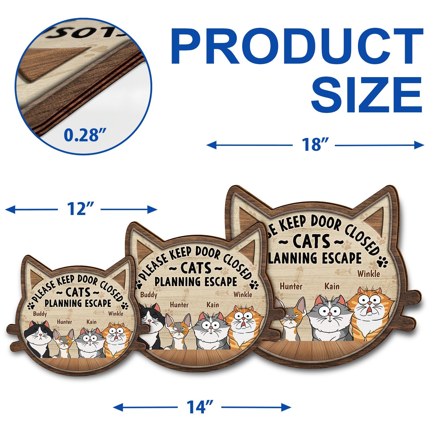 Cats Planning Escape - Gift For Cat Lovers - Personalized Custom Shaped Wood Sign