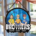 Cartoon Besties Friends Sitting Together - Personalized Window Hanging Suncatcher Ornament