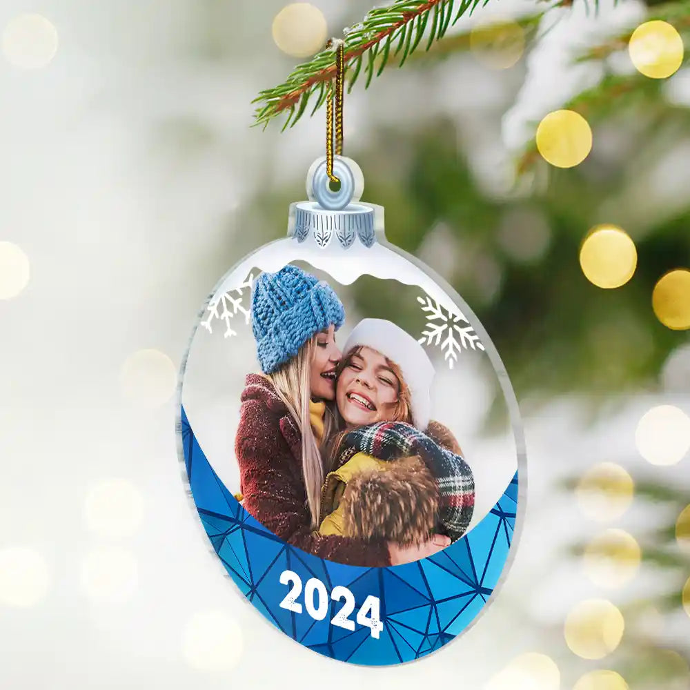 Custom Photo Besties Sisters Family Snowflakes - Personalized Custom Shaped Acrylic Ornament