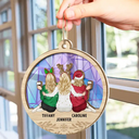 Christmas Besties Sister Sitting Together - Personalized Suncatcher Ornament