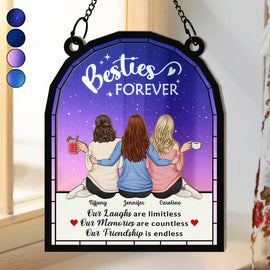 Gift For Bestie - Our Memories Are Countless Our Friendship Is Endless - Personalized Window Hanging Suncatcher Ornament