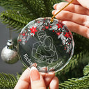 Gift For Couples, Gift For Yourself, Family, Bestie, Pet Lovers - Custom Photo Christmas Portrait One Line - Personalized Circle Glass Ornament