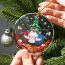 Gift For Bestie, Sibling - Besties Friends Brothers Sisters Sitting Together - Personalized Circle Glass Ornament