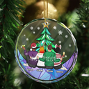 Gift For Bestie, Sibling - Besties Friends Brothers Sisters Sitting Together - Personalized Circle Glass Ornament