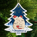 Christmas,Family,Love - Christmas Bear Family - Personalized 2-Layered Mix Ornament