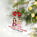 Gift For Bestie - Friends Are Tied Together With Heartstrings - Personalized Medallion Acrylic Ornament